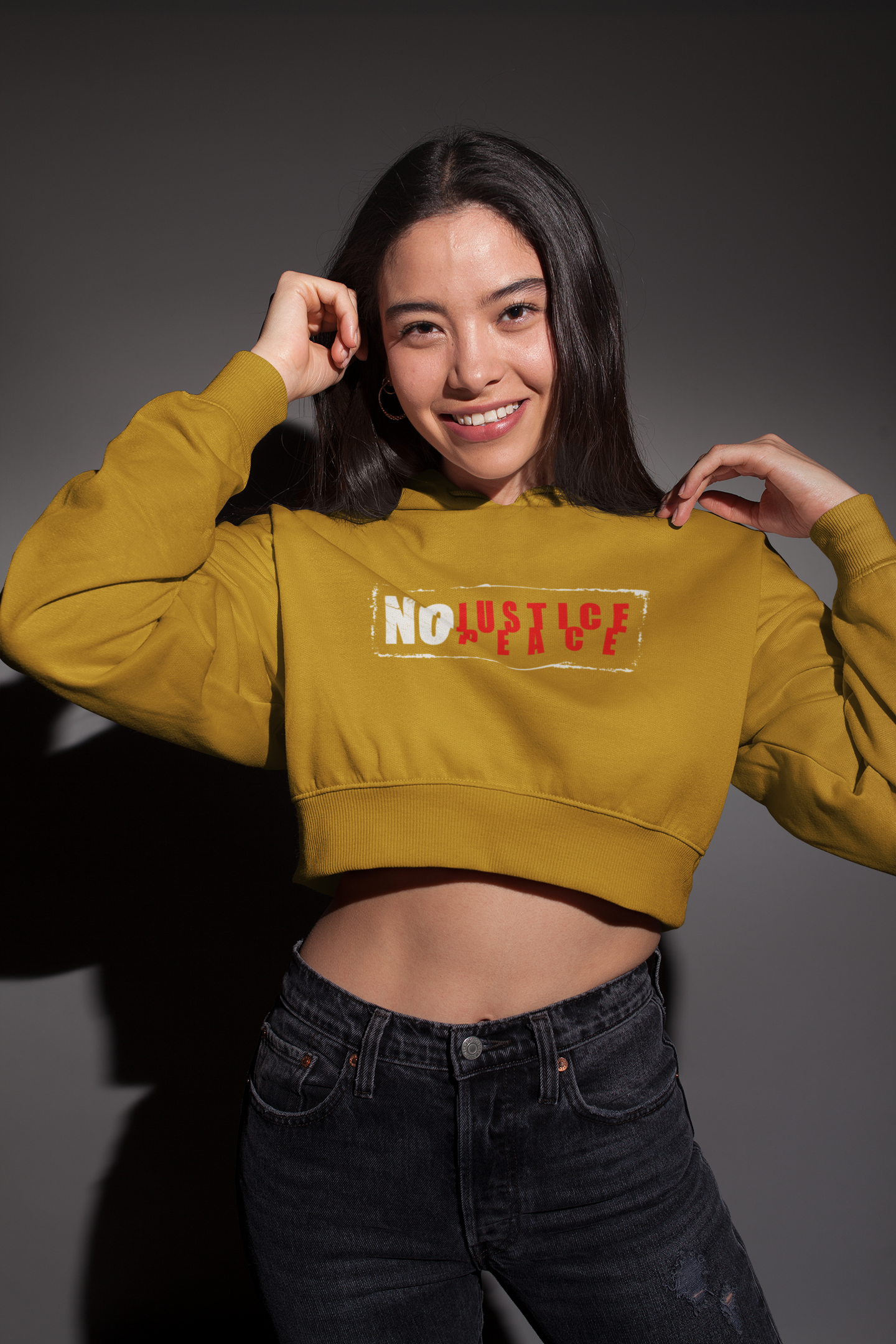 NO JUSTICE NO PEACE - PREMIUM CROP HOODIE