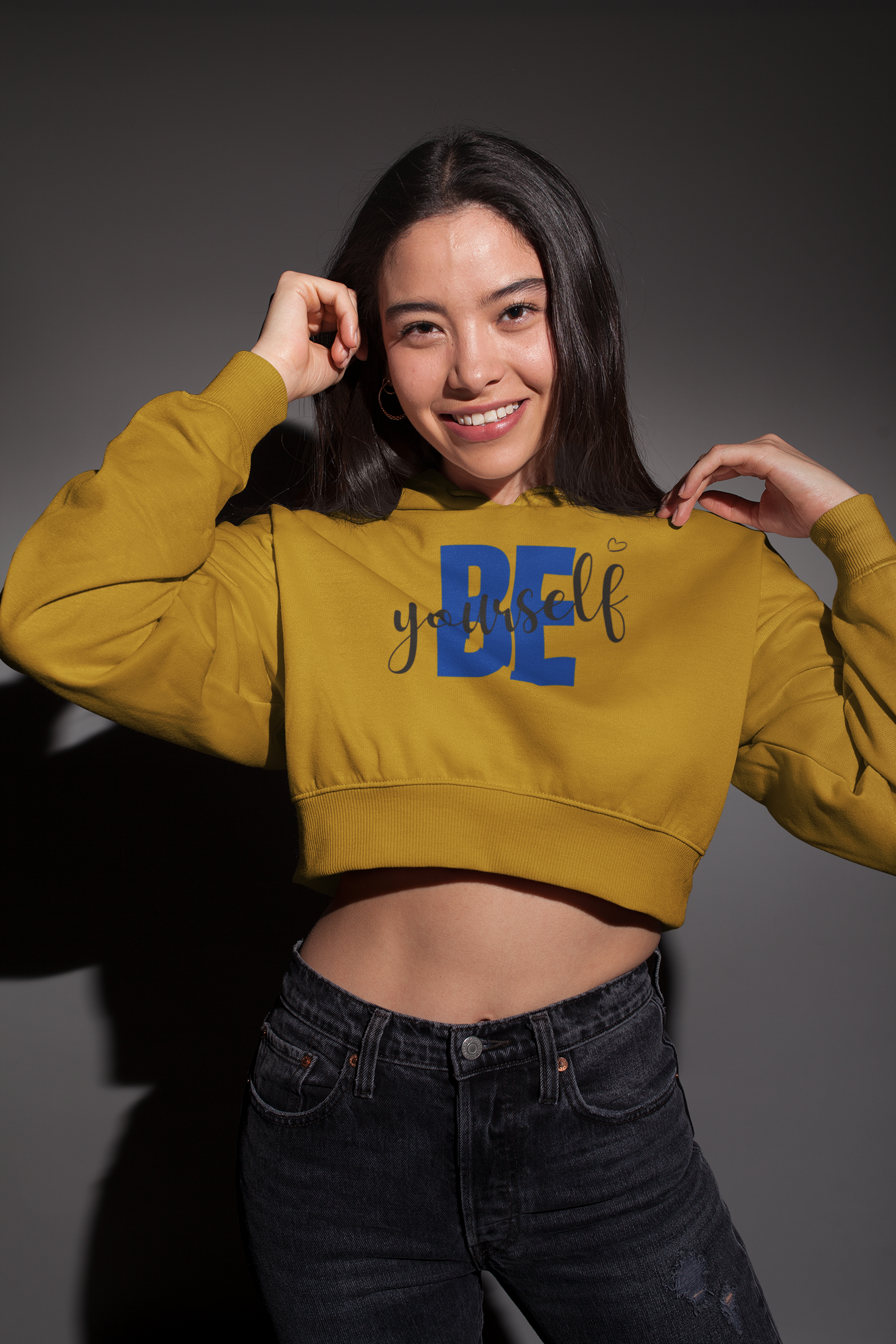 BE YOURSELF - PREMIUM CROP HOODIE