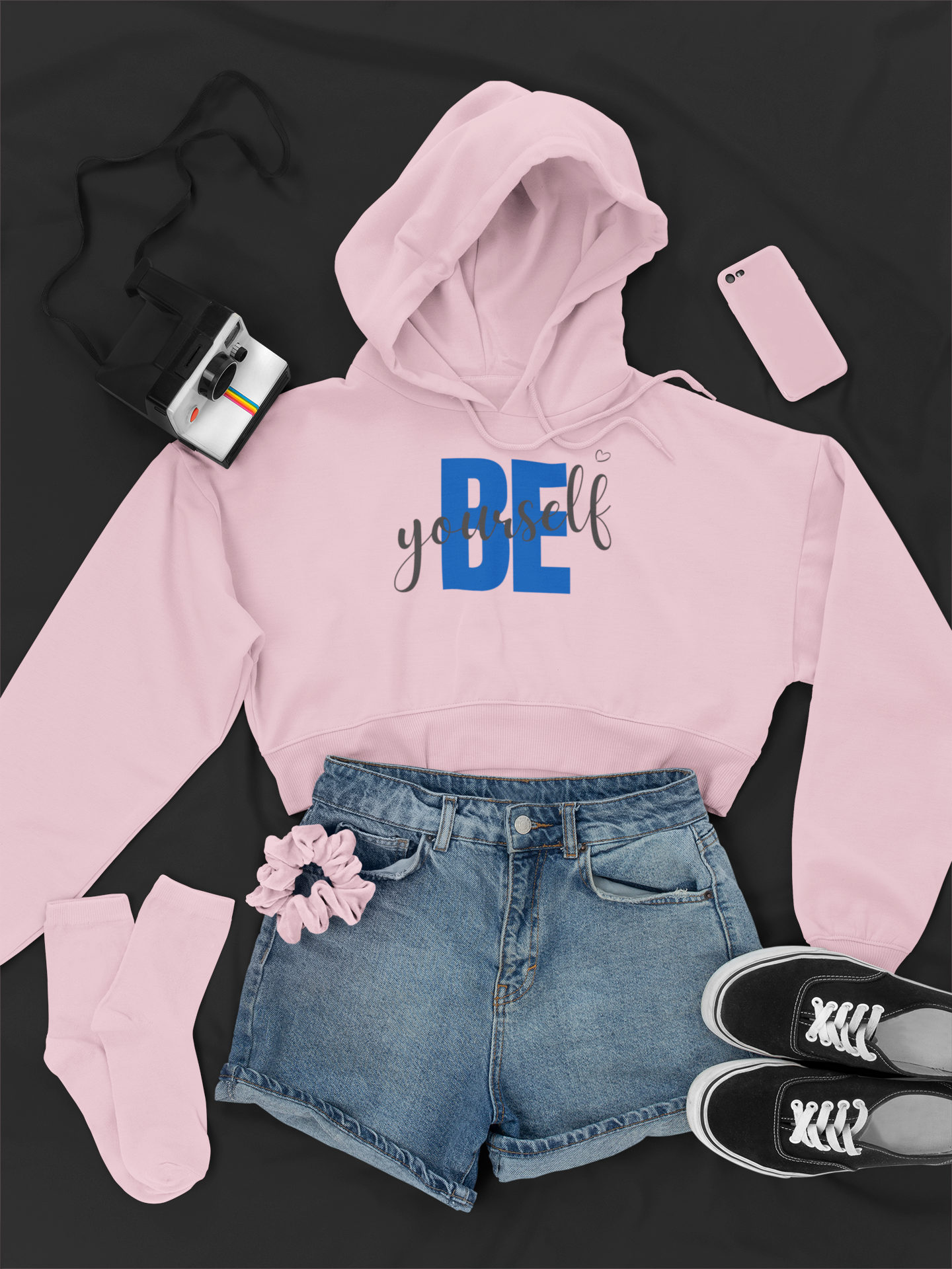 BE YOURSELF - PREMIUM CROP HOODIE