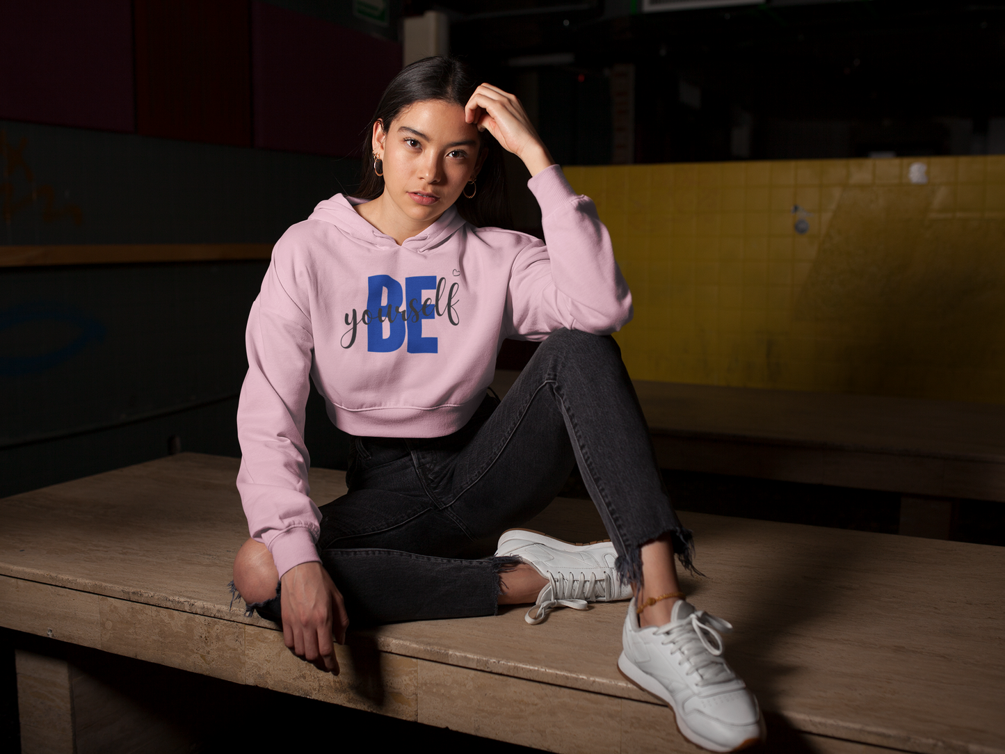 BE YOURSELF - PREMIUM CROP HOODIE