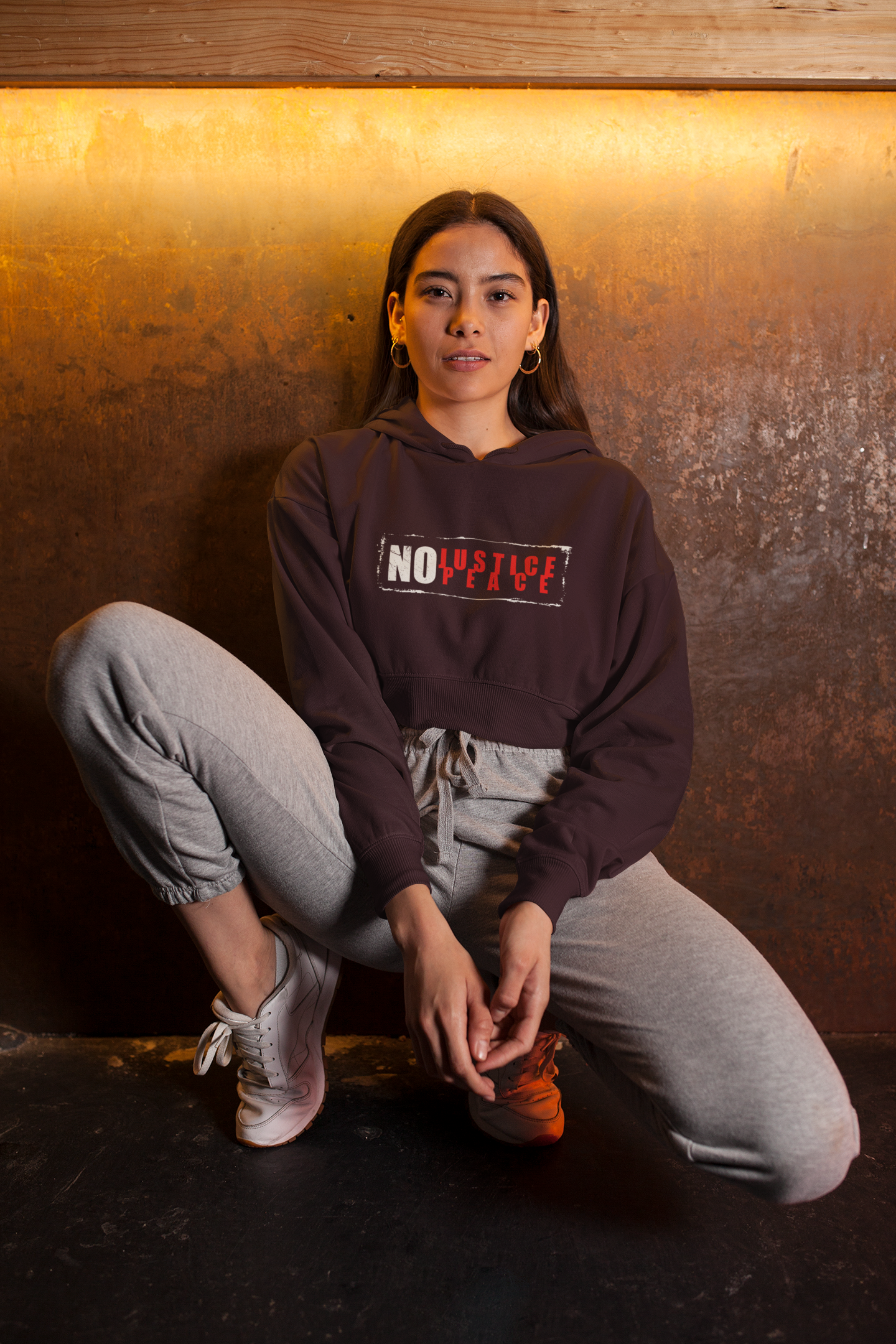 NO JUSTICE NO PEACE - PREMIUM CROP HOODIE