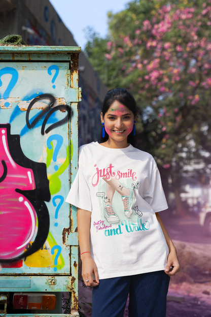 JUST SMILE - WOMEN OVERSIZED T-SHIRT