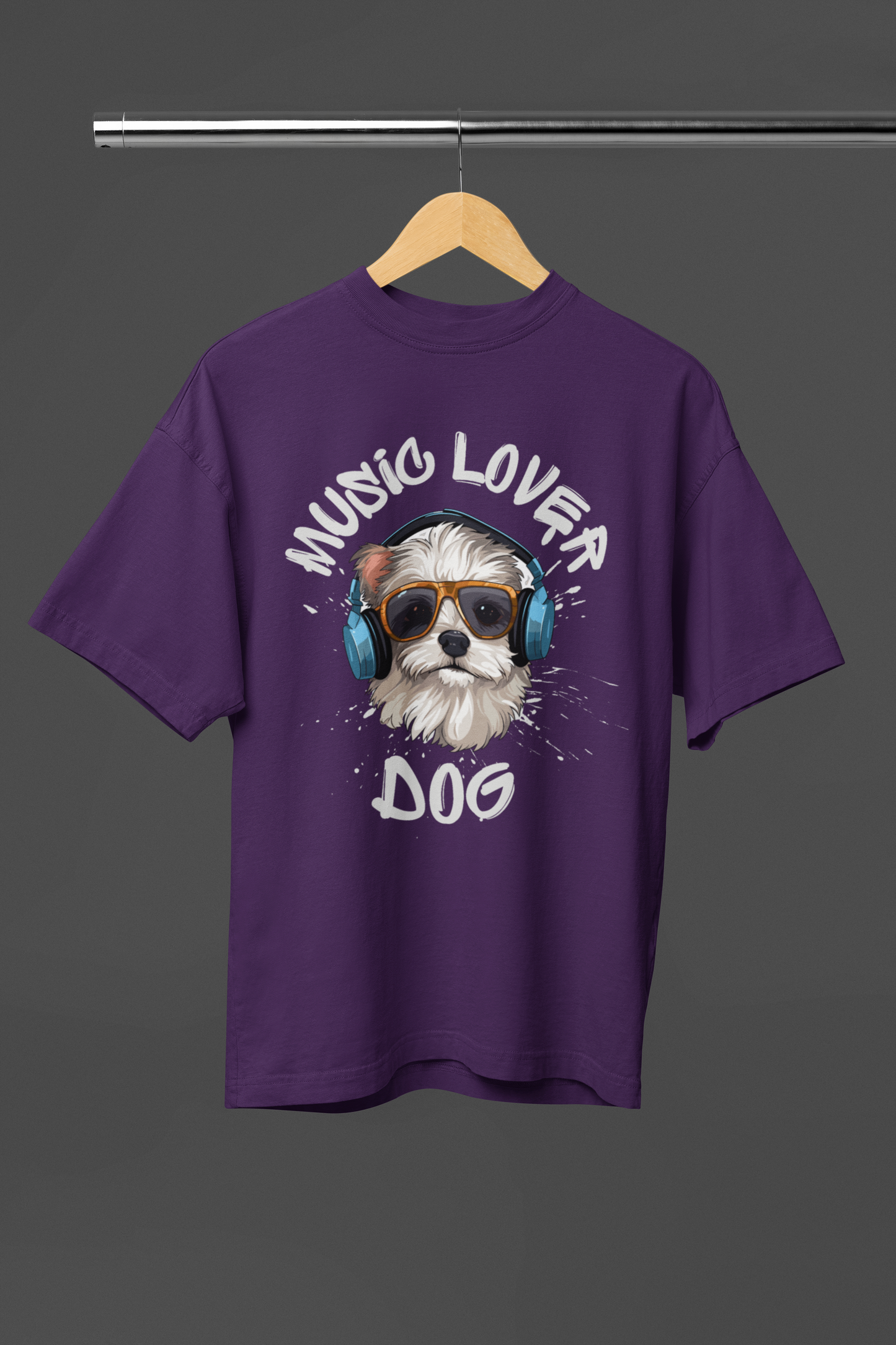 MUSIC LOVER DOG OVERSIZED UNISEX T-SHIRT