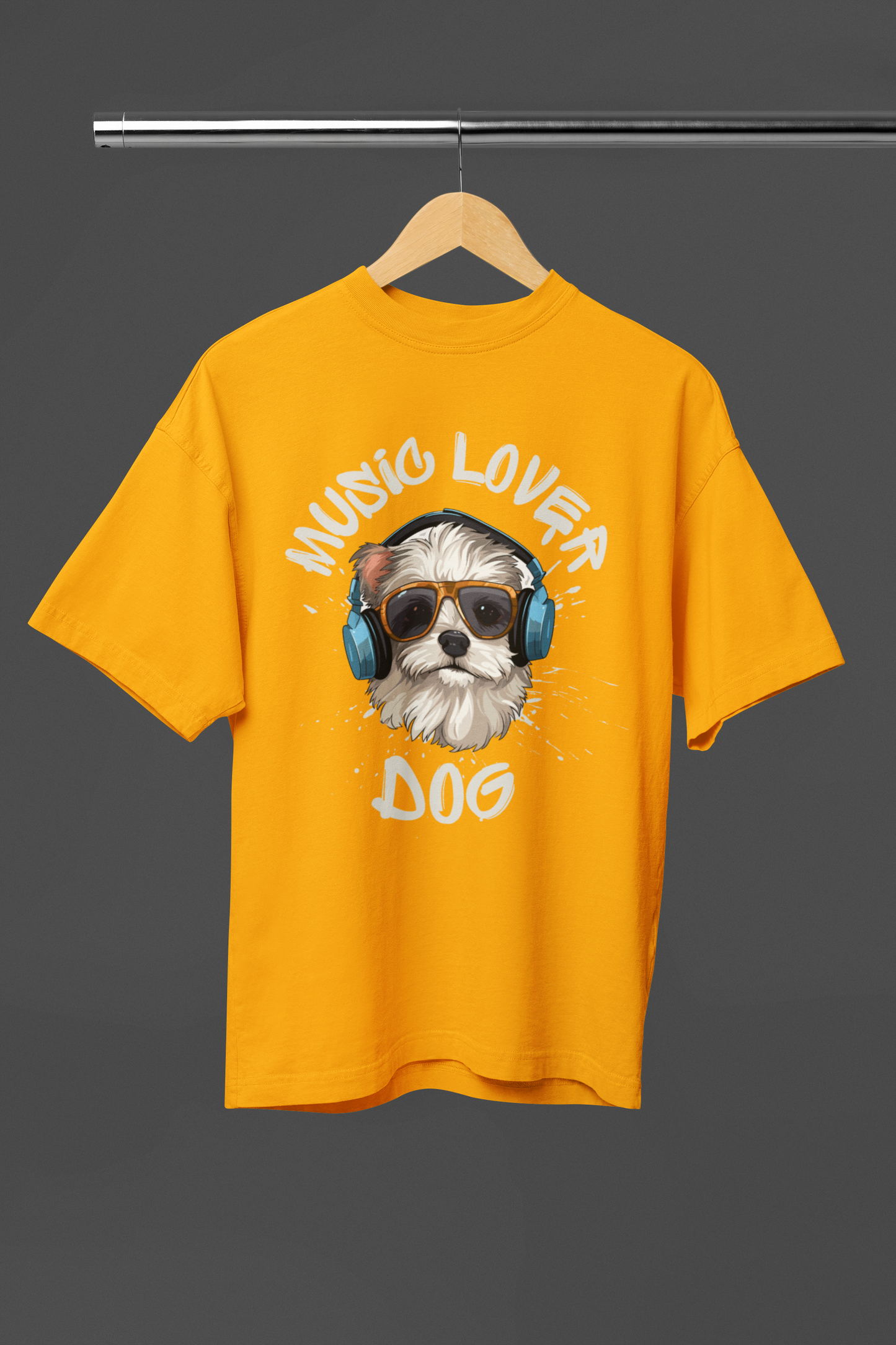 MUSIC LOVER DOG OVERSIZED UNISEX T-SHIRT