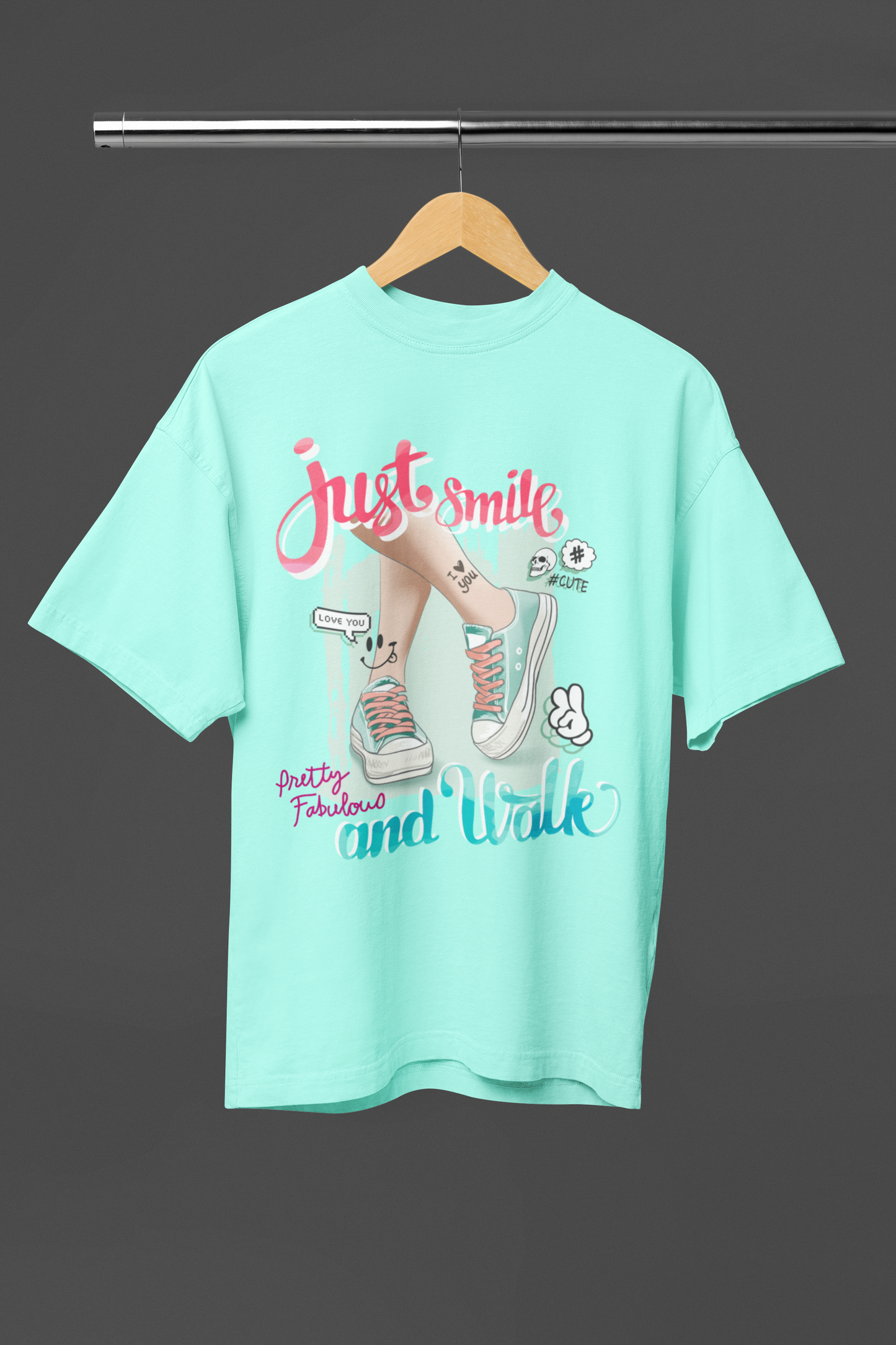 JUST SMILE - WOMEN OVERSIZED T-SHIRT