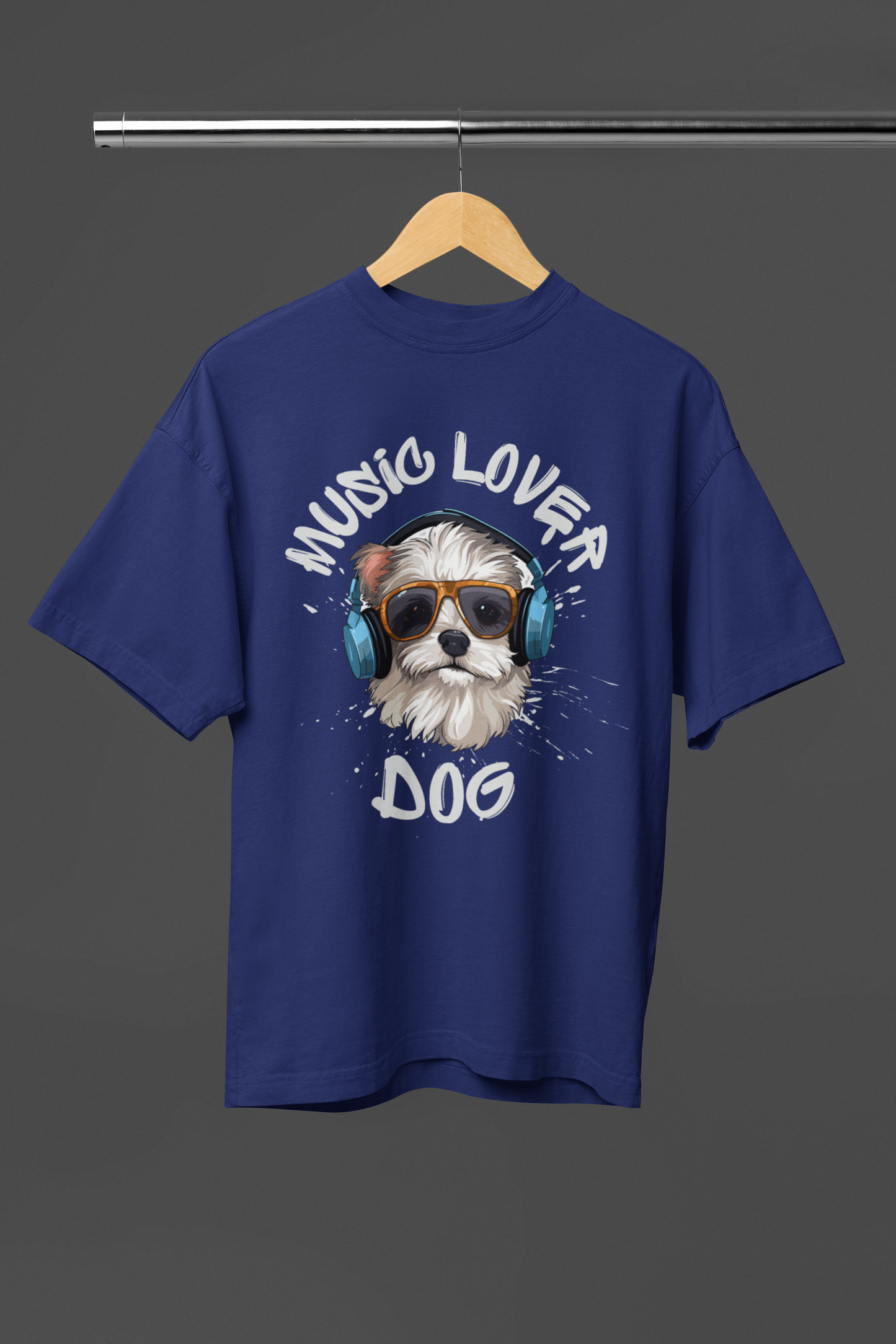 MUSIC LOVER DOG OVERSIZED UNISEX T-SHIRT