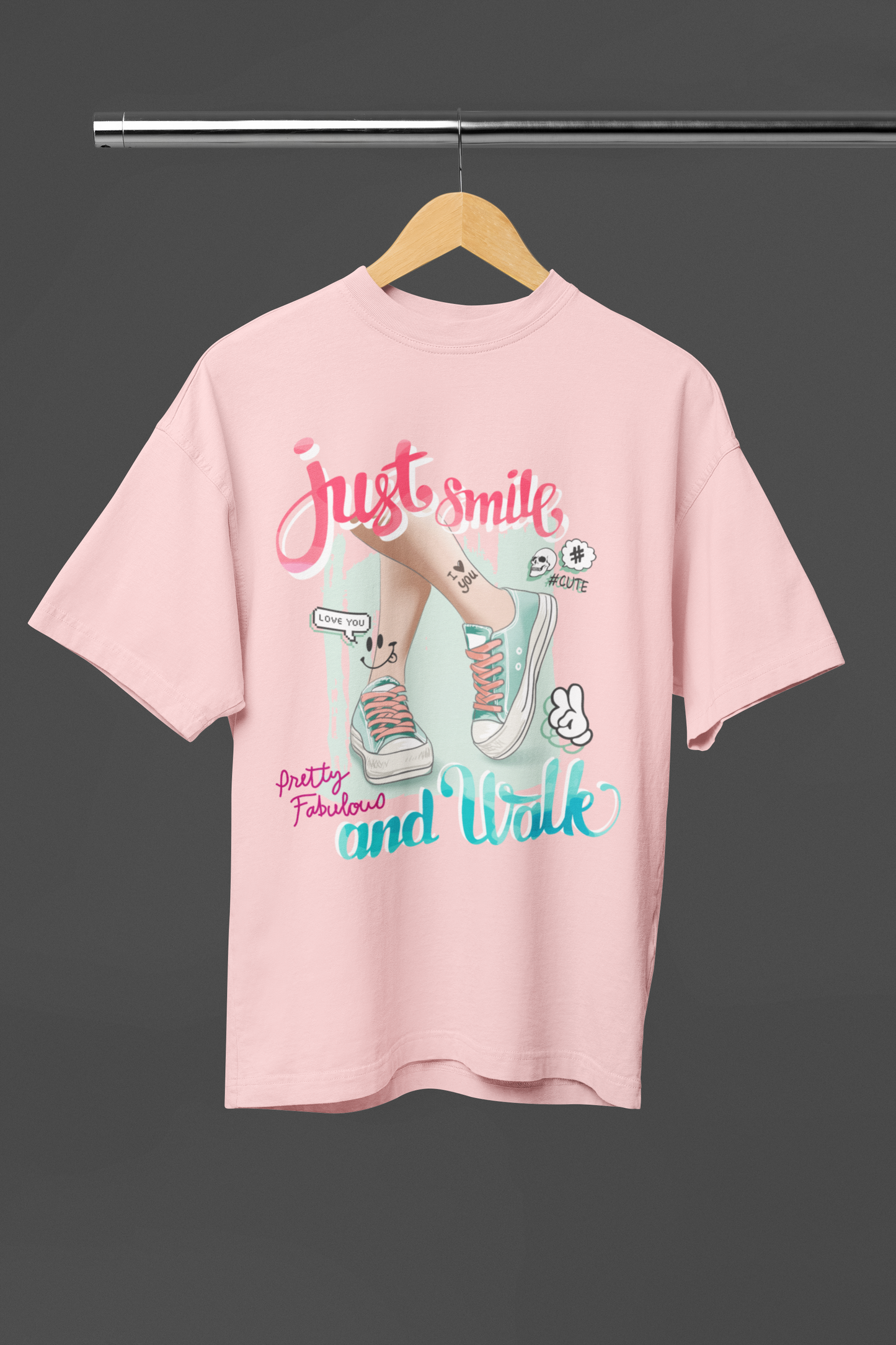 JUST SMILE - WOMEN OVERSIZED T-SHIRT