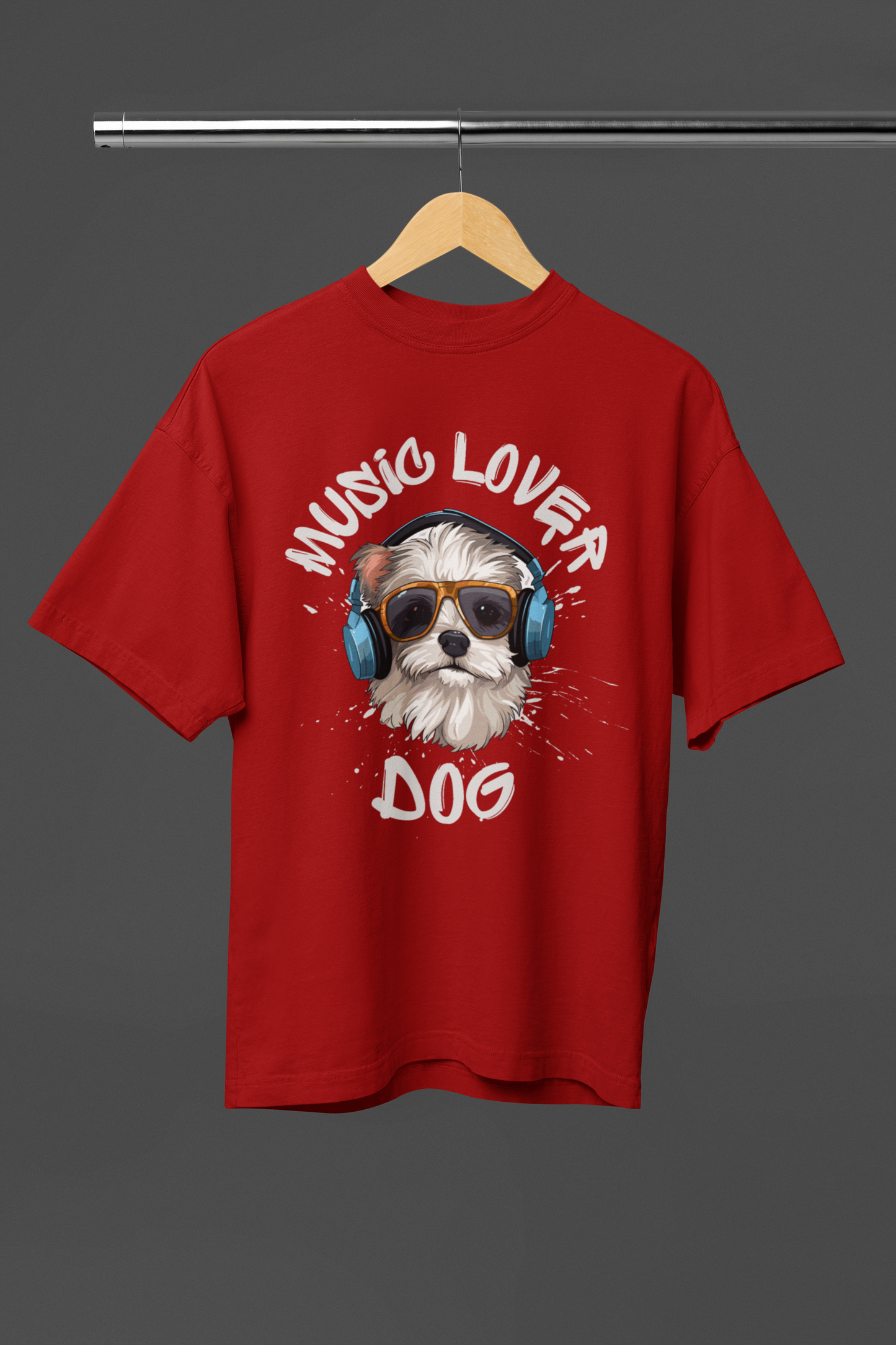 MUSIC LOVER DOG OVERSIZED UNISEX T-SHIRT