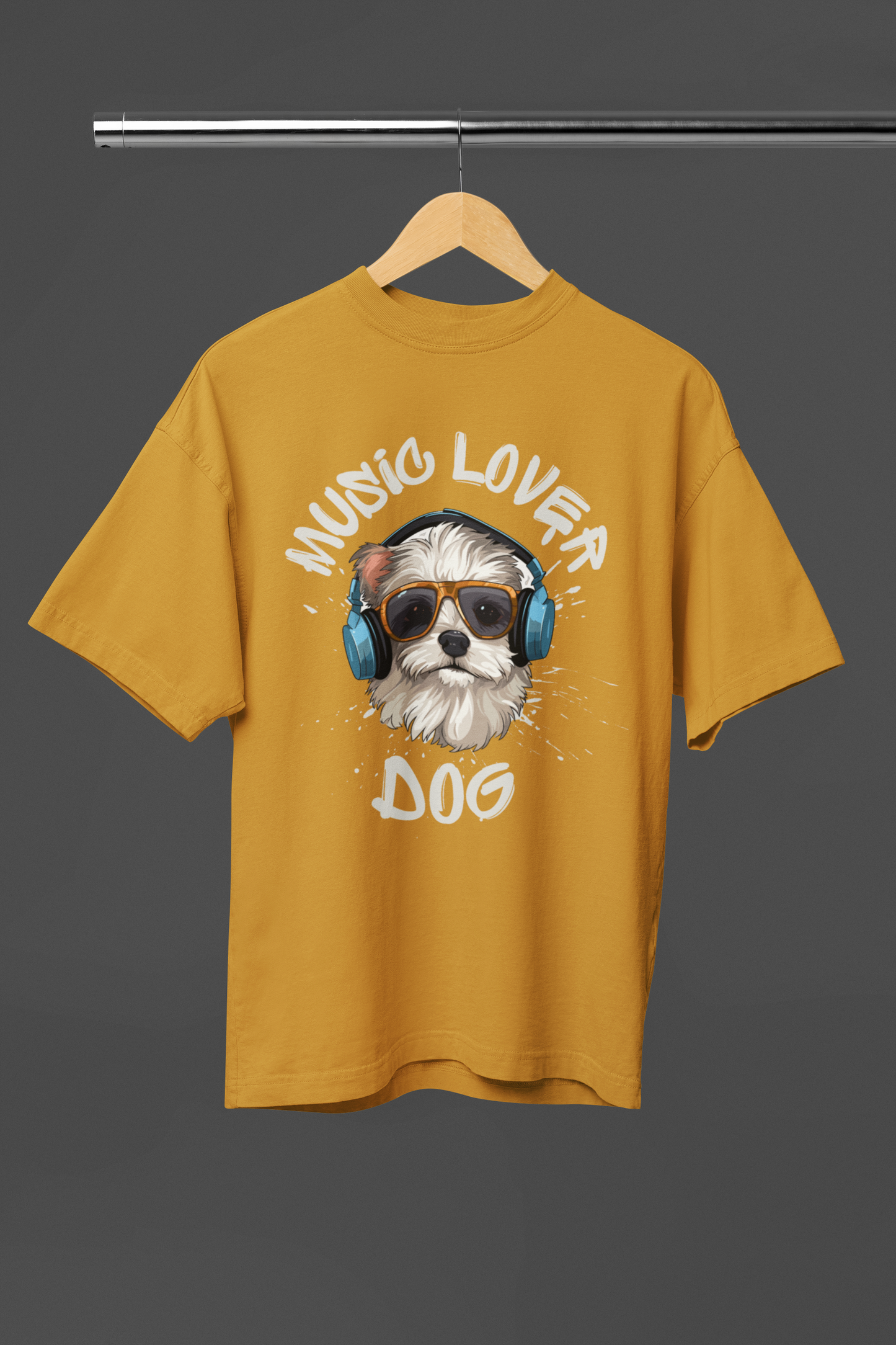 MUSIC LOVER DOG OVERSIZED UNISEX T-SHIRT