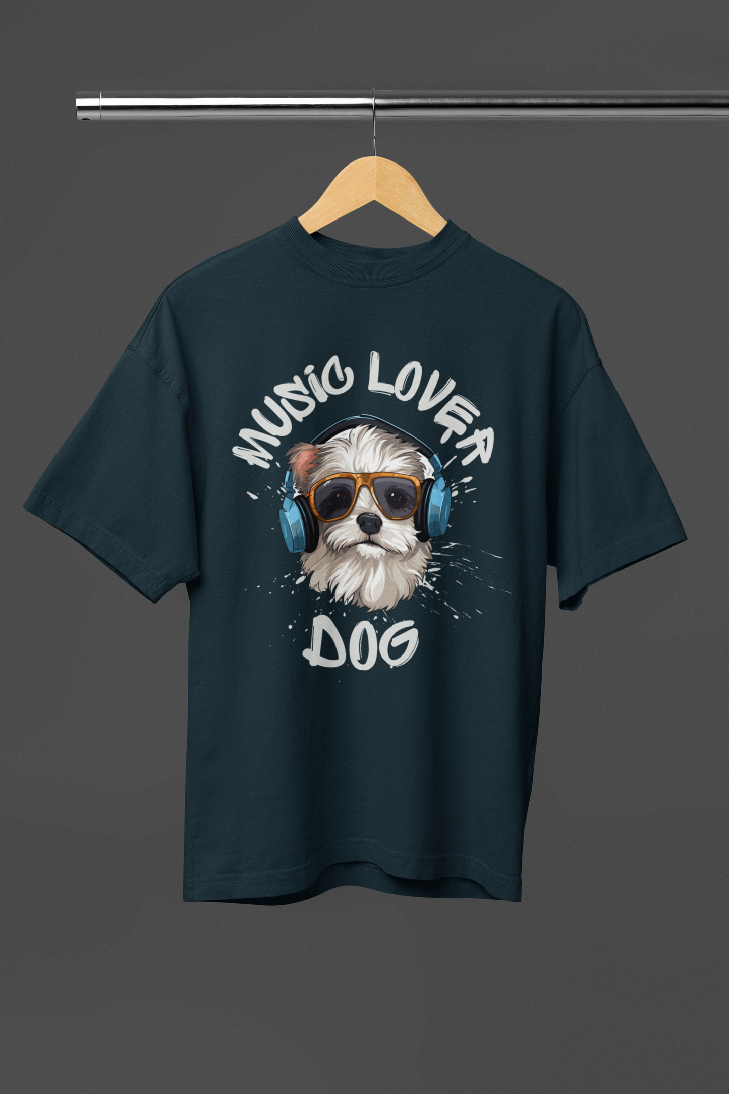 MUSIC LOVER DOG OVERSIZED UNISEX T-SHIRT