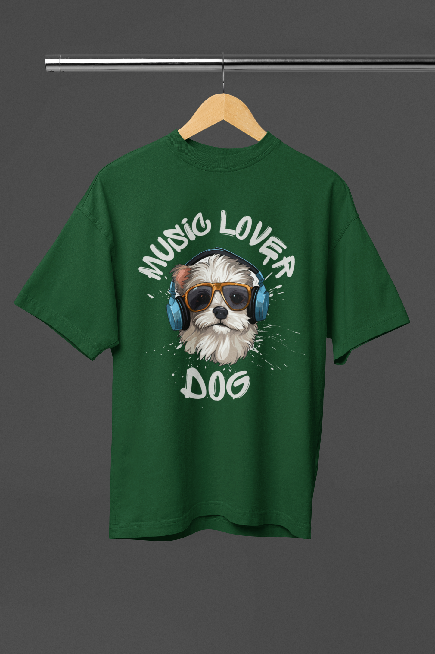 MUSIC LOVER DOG OVERSIZED UNISEX T-SHIRT