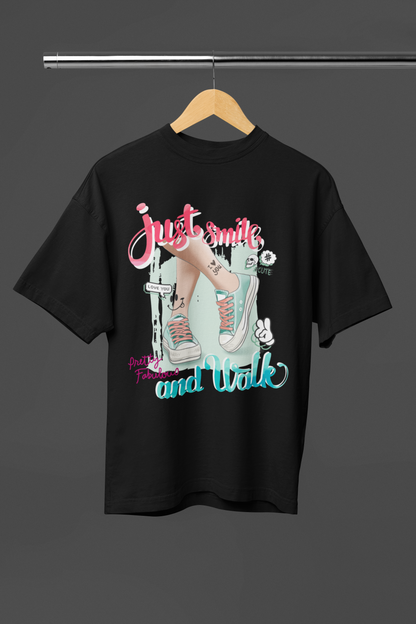 JUST SMILE - WOMEN OVERSIZED T-SHIRT