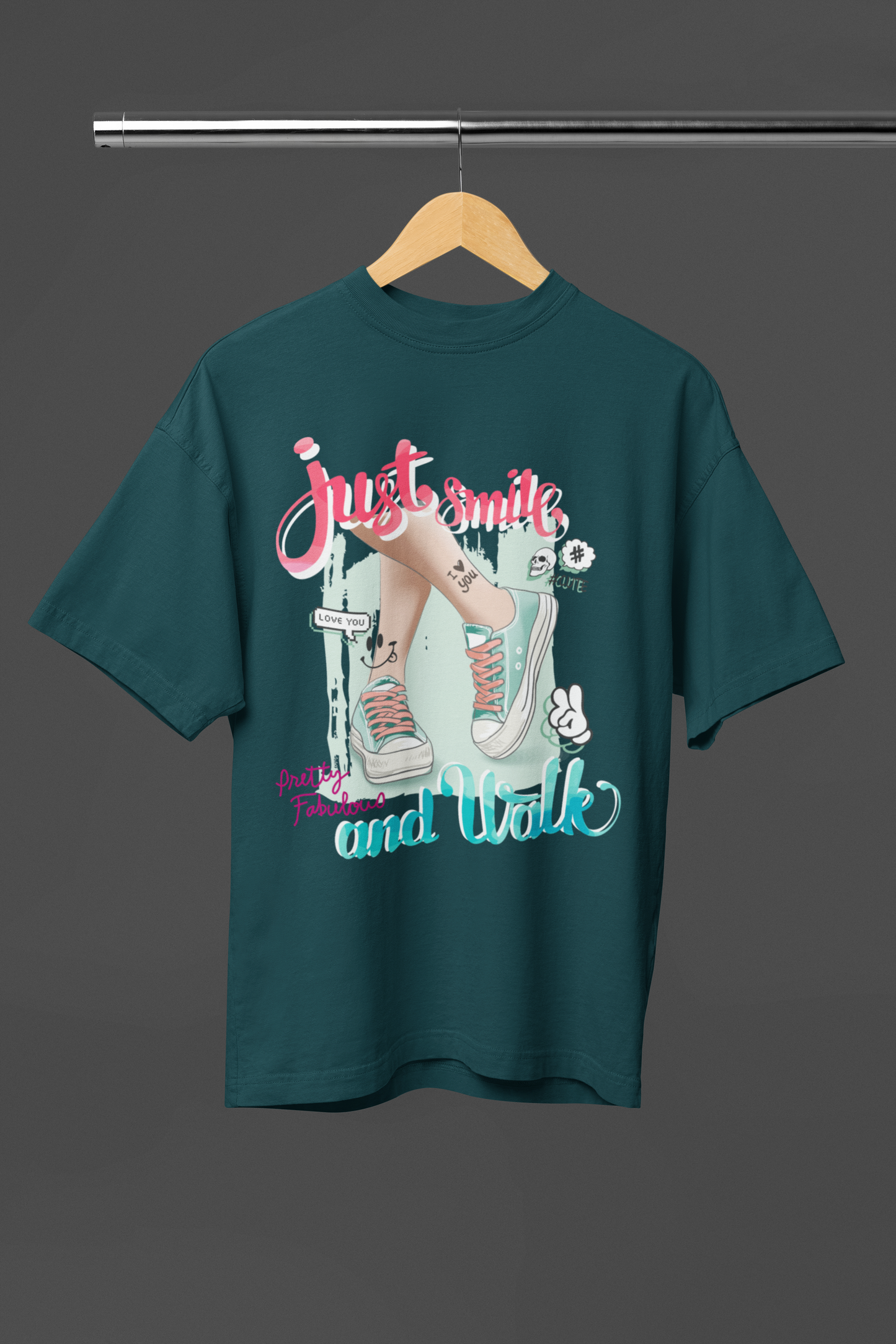 JUST SMILE - WOMEN OVERSIZED T-SHIRT