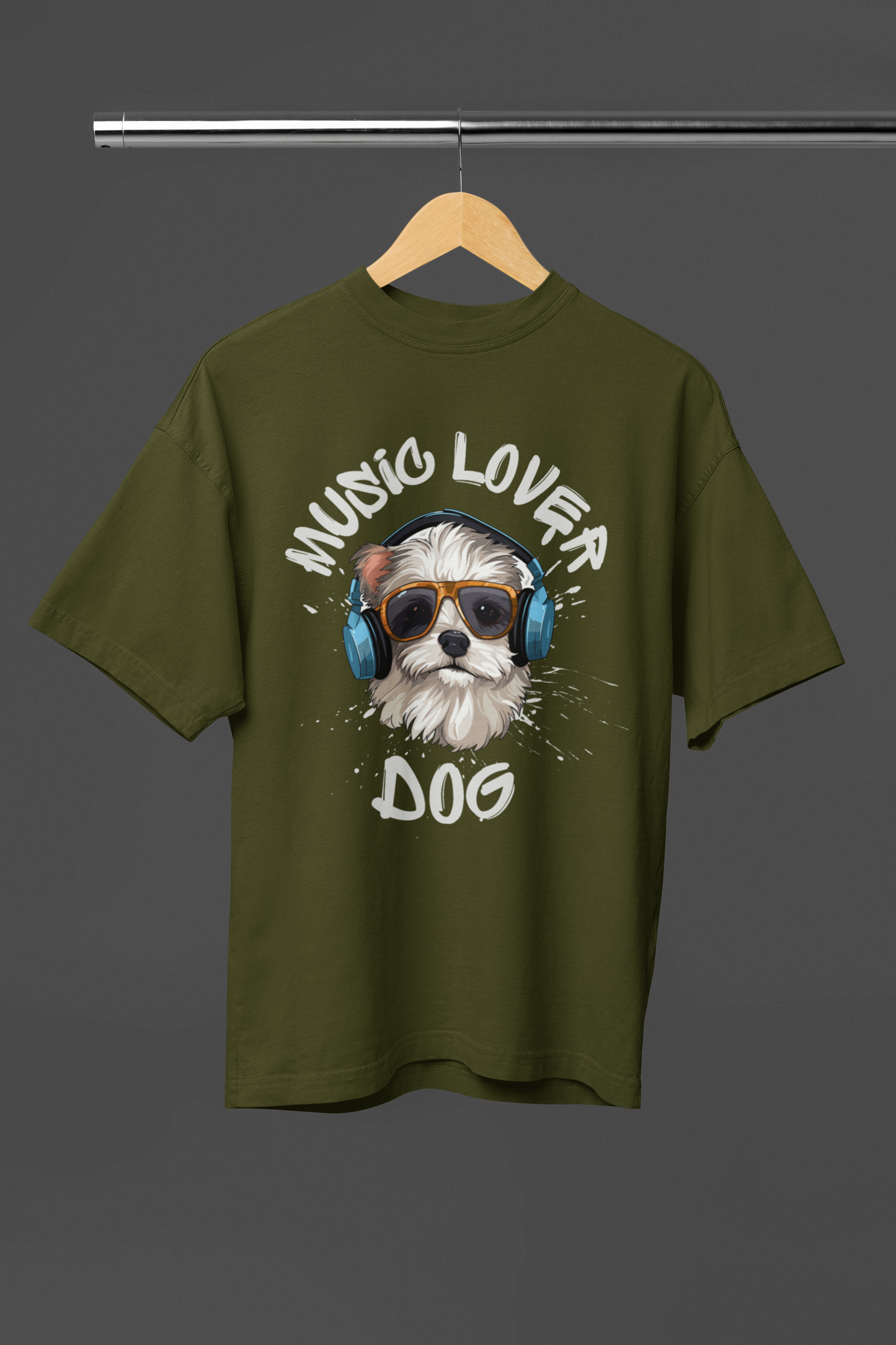 MUSIC LOVER DOG OVERSIZED UNISEX T-SHIRT