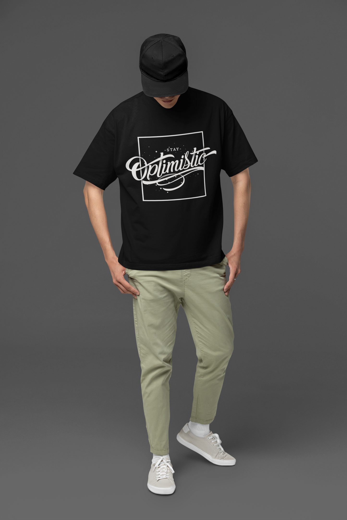 STAY OPTIMISTIC OVERSIZED UNISEX T-SHIRT