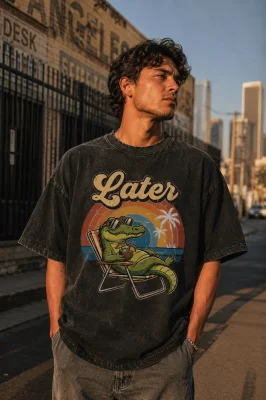 Later Alligator Retro Tropical Vintage Graphic Unisex T-Shirt
