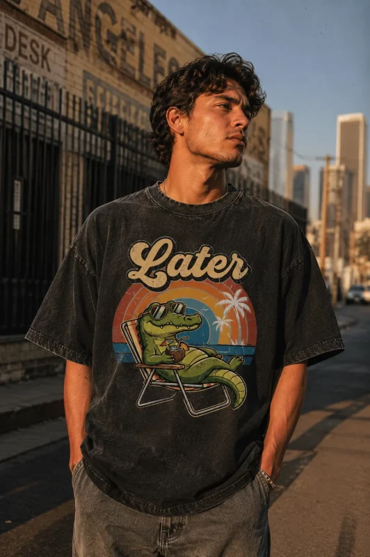 Later Alligator Retro Tropical Vintage Graphic Unisex T-Shirt