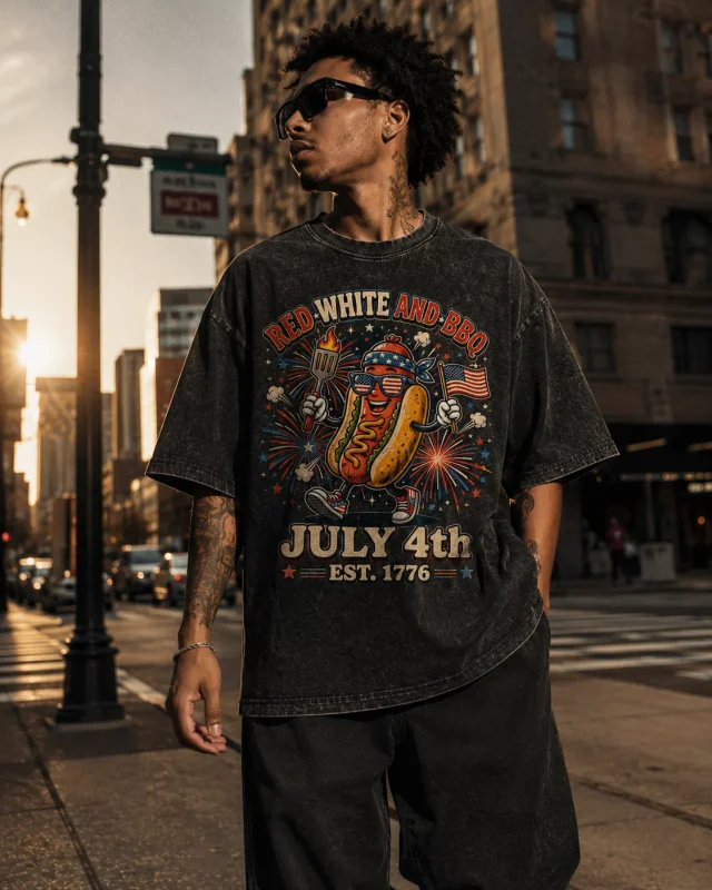 Red White and Patriotic BBQ Vintage Graphic Unisex T-Shirt