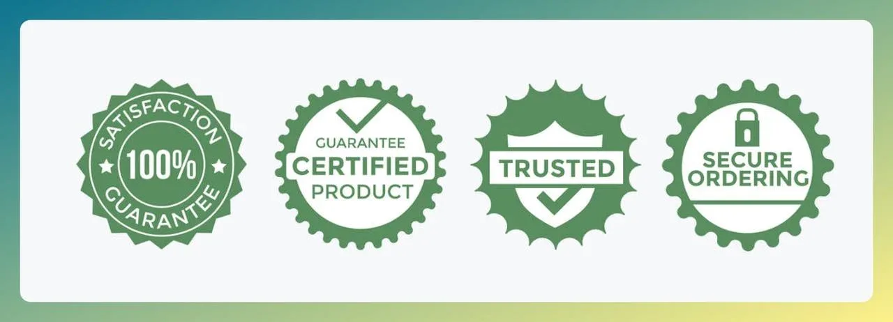 Satisfaction guarantee, trusted and secure ordering badges